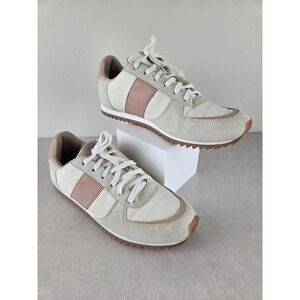 J. Crew White Pink Suede Lace Up Athletic Sneakers Shoes Womens‎ Size 8